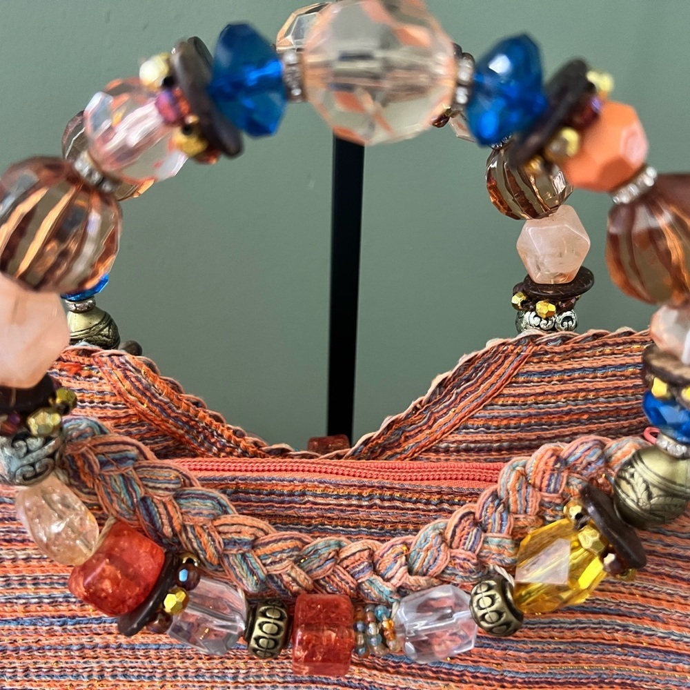Colorful Beaded Handle Women's Bag - Picture 3 of 6